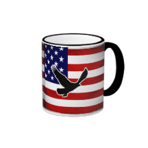 Grunge American Flag with Eagle Silhouette Coffee Mugs