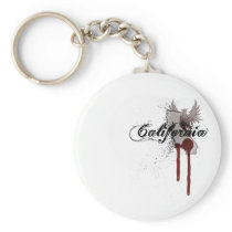 Grunge Blood Splatter California Keychain