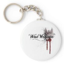 Grunge Blood Splatter West Virginia Keychain
