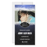 Grunge Blue Black Graduation Photo Card photo cards
