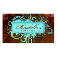 Grunge Business Card Glitter Salon Spa Brown Blue