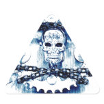 Grunge Chains Gears Skull, blue white, template Stickers