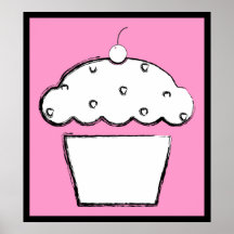 grunge cherry cupcake print