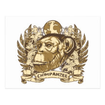 Grunge Chimpanzee Postcard