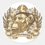 Grunge Chimpanzee Round Stickers