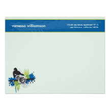 Grunge DJ Custom Flat Note Cards (blue) Personalized Invite