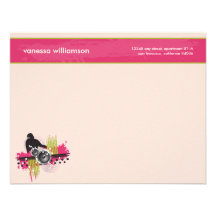 Grunge DJ Custom Flat Note Cards (fuchsia) Custom Invites