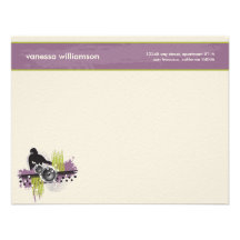 Grunge DJ Custom Flat Note Cards (purple) Personalised Invitation
