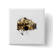 grunge drummer design pins