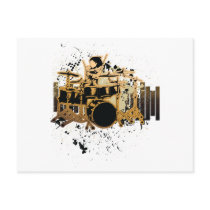 grunge drummer design postcard