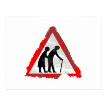Grunge Elderly People Sign Postcard