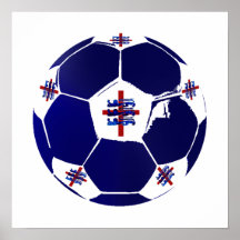 Grunge England Soccer 3 lions soccer ball art Poster
