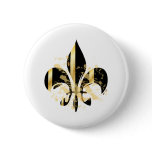 Grunge Fleur de Lis/black + gold buttons