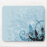 Grunge Floral Design - Light Blue mousepads