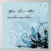 Grunge Floral Design - Light Blue