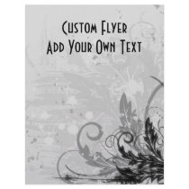 Grunge Floral Design - Light Grey B&W