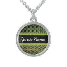 Grunge Green Pattern Necklace