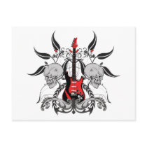 Grunge Guitar and Skull Postcards