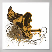 grunge guitar angel dude print