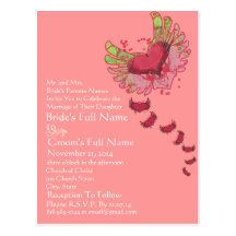 Grunge Heart Raspberry Pink Wedding Invitation Postcard