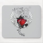 Grunge Hearts Wings mousepads