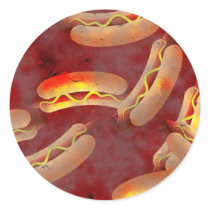 Grunge Hotdogs Round Sticker