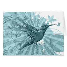 Grunge Hummingbird Notecards