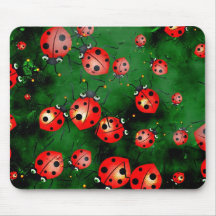 Grunge Ladybugs Mousepad