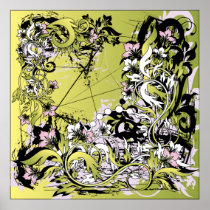 grunge leaves_green poster