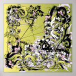 grunge leaves_green poster