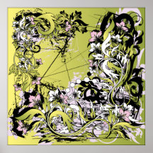 grunge leaves_green poster