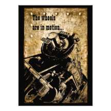 Grunge locomotive party invitation