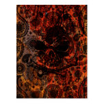 Grunge Paisley and Fire Skull and Crossbones Post Cards