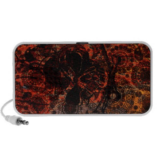 Grunge Paisley and Fire Skull and Crossbones Laptop Speaker