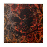 Grunge Paisley and Fire Skull and Crossbones Ceramic Tiles