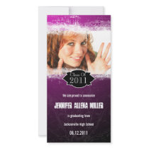 Grunge Pink Black Graduation Photo Card