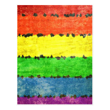 Grunge Rainbow Stripes Postcard