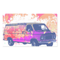 grunge retro hippie van rectangular sticker