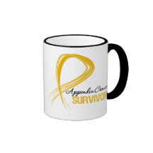 Grunge Ribbon Appendix Cancer Survivor Mugs