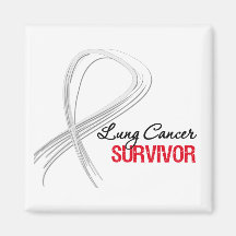 Grunge Ribbon Lung Cancer Survivor Refrigerator Magnet