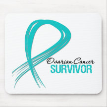 Grunge Ribbon Ovarian Cancer Survivor Mousemat