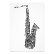 grunge saxophone personalized invitations