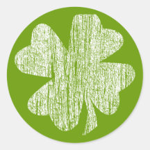 Grunge Shamrock Round Sticker