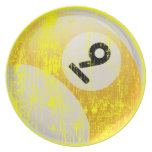 Grunge Style Number 9 Billiards Ball Party Plates