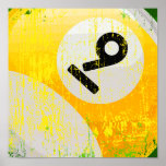 Grunge Style Number 9 Billiards Ball