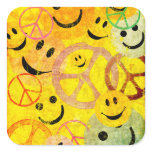 Grunge Style Peace Signs and Smiley Faces stickers