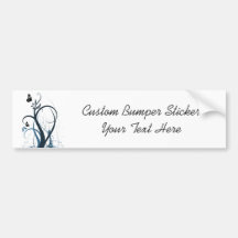 Grunge Swirl Butterfly 2 - Blue Bumper Stickers