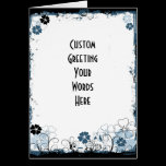 Grunge Swirl Flowers Blank Custom Card Blue cards