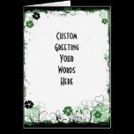 Grunge Swirl Flowers Blank Custom Card Green cards