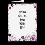 Grunge Swirl Flowers Blank Custom Card Pink cards